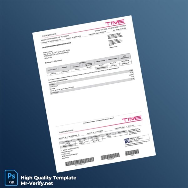 Malaysia TT dotCom Sdn Bhd Editable Internet Bill Template in Word and PDF formats