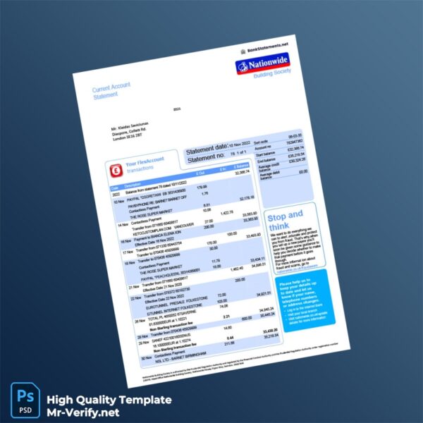 Malta NBS Bank Statement Template in Word and PDF formats Malta NBS Bank Statement Template in Word and PDF formats
