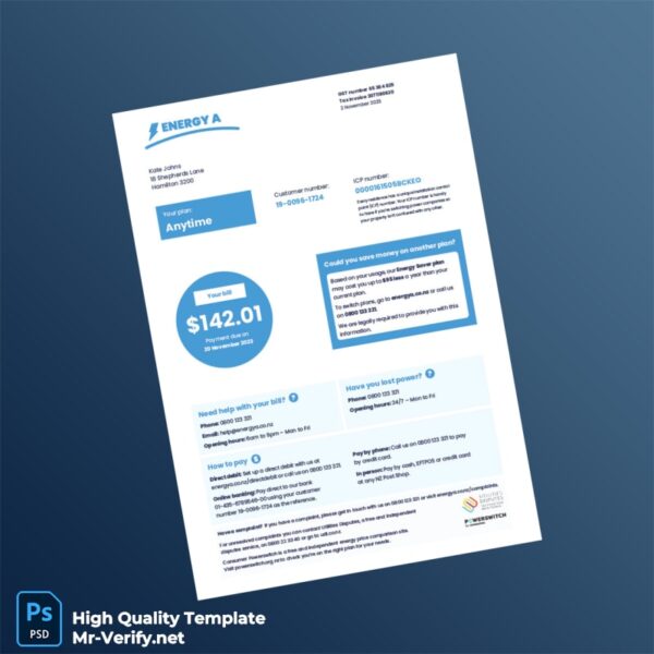 New Zealand Editable Electricity Bill Template in Word and PDF formats New Zealand Editable Electricity Bill Template in Word and PDF formats