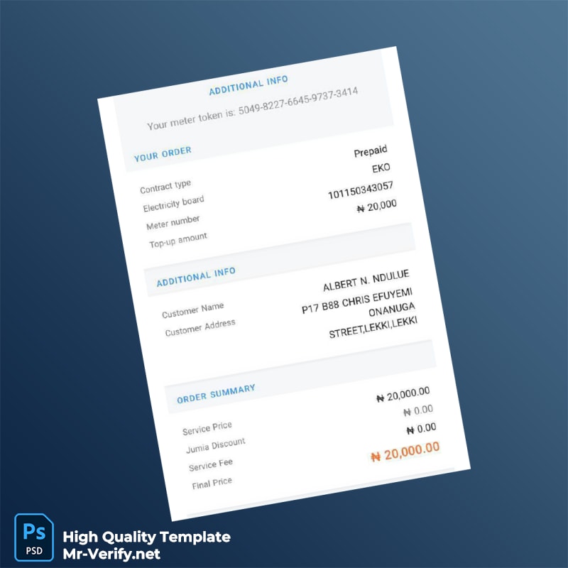 Nigeria Electricity Board Editable Utility Bill Template in Word and PDF formats Nigeria Electricity Board Editable Utility Bill Template in Word and PDF formats