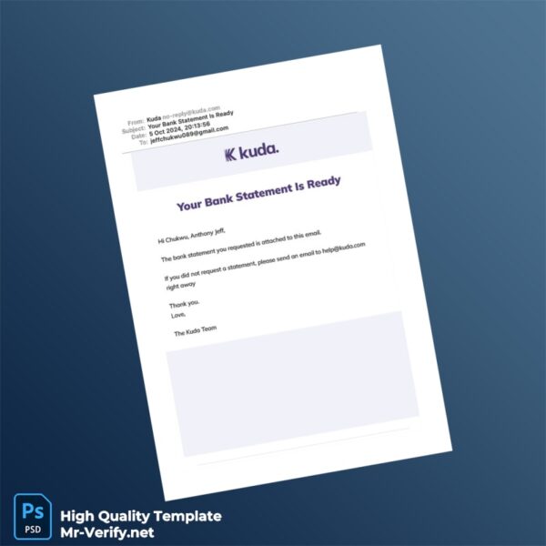 Nigeria Kuda Bank Statement Template in Word and PDF formats