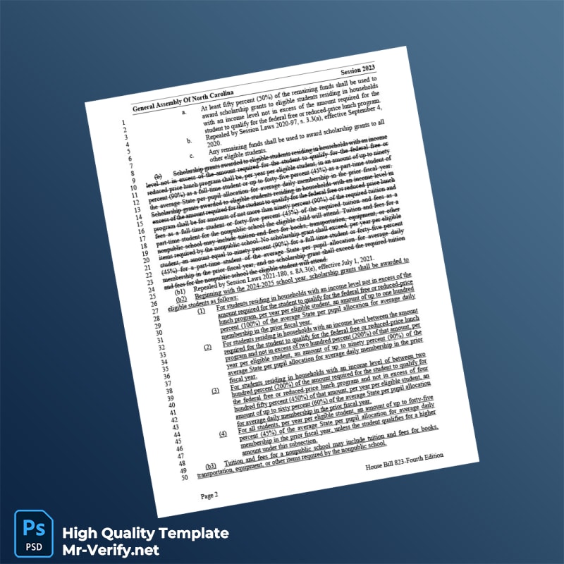 North Carolina General Assembly Editable House Bill Template in Word and PDF formats page 2 North Carolina General Assembly Editable House Bill Template in Word and PDF formats page 2