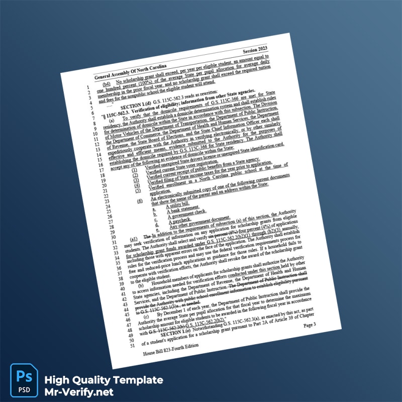 North Carolina General Assembly Editable House Bill Template in Word and PDF formats page 3 North Carolina General Assembly Editable House Bill Template in Word and PDF formats page 3