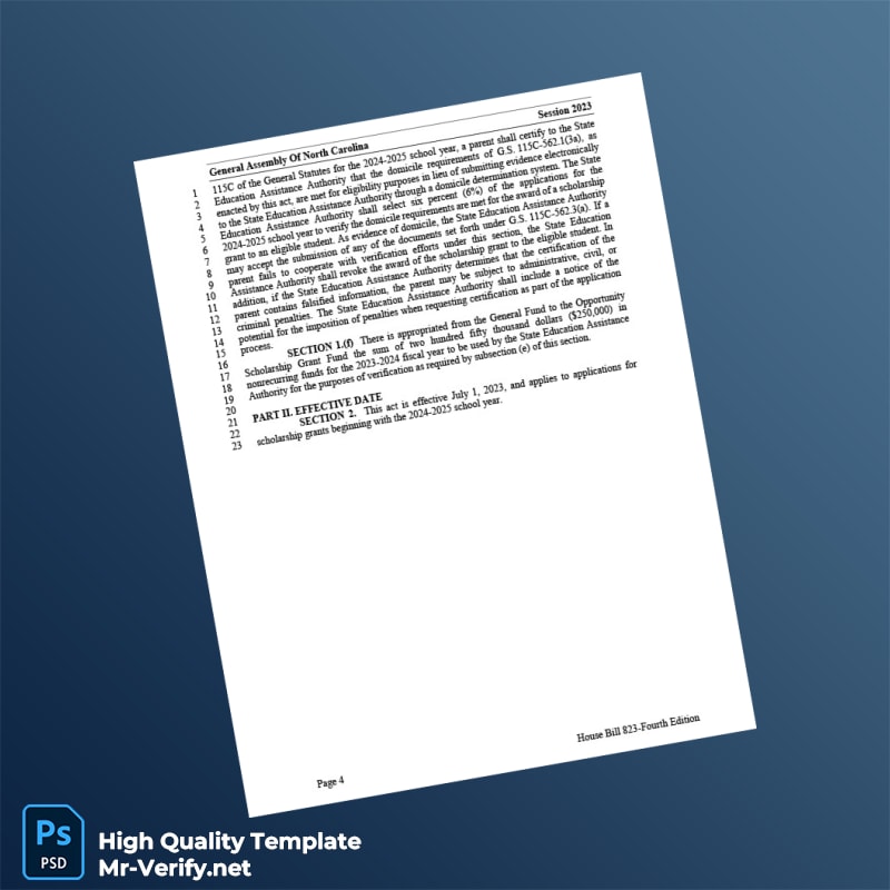 North Carolina General Assembly Editable House Bill Template in Word and PDF formats page 4 North Carolina General Assembly Editable House Bill Template in Word and PDF formats page 4
