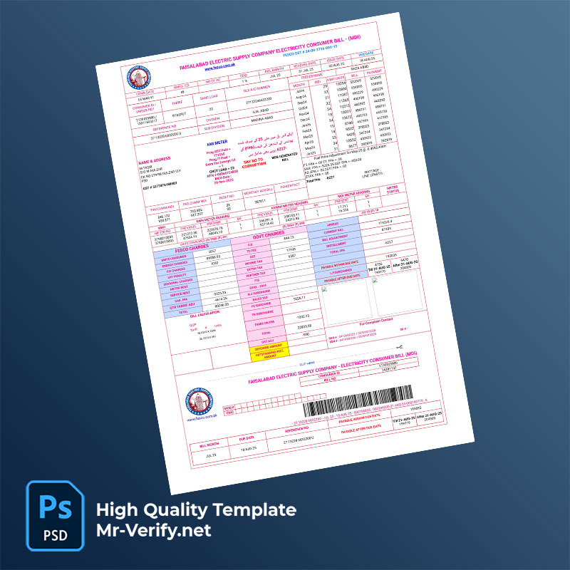 Pakistan-Faisalabad-Electric-Supply-Company-Editable-Electricity-Bill-Template-in-Word-and-PDF-formats-mrverify Pakistan Faisalabad Electric Supply Company Editable Electricity Bill Template in Word and PDF formats