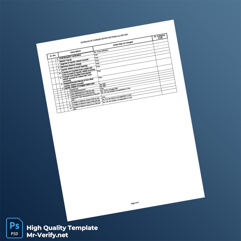 Pakistan Allied Bank Limited Editable Digital Banking Charges Template in Word and PDF formats page 2 Pakistan Allied Bank Limited Editable Digital Banking Charges Template in Word and PDF formats page 2