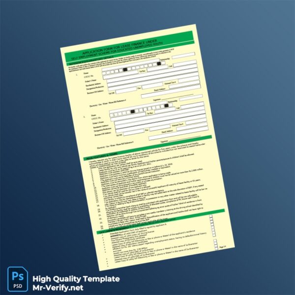 Pakistan Editable Lease Finance Application Form Template in Word and PDF formats Pakistan Editable Lease Finance Application Form Template in Word and PDF formats