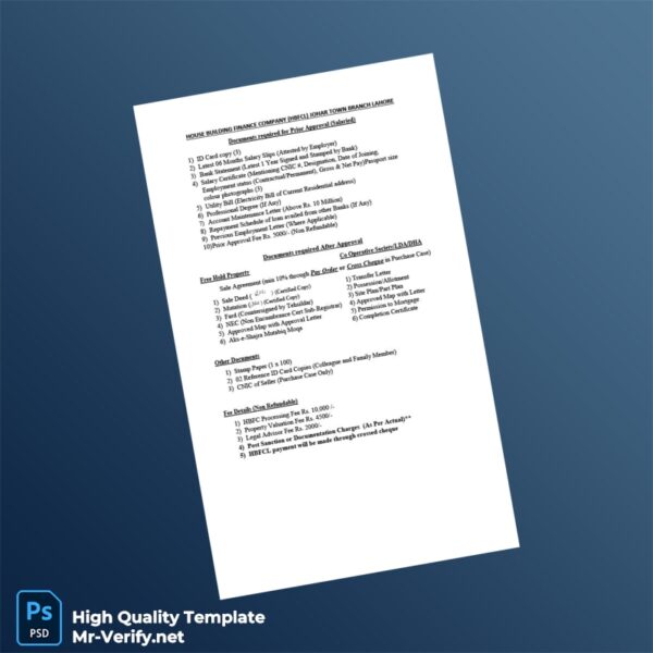 Pakistan House Building Finance Company Editable Document Template in Word and PDF formats Pakistan House Building Finance Company Editable Document Template in Word and PDF formats