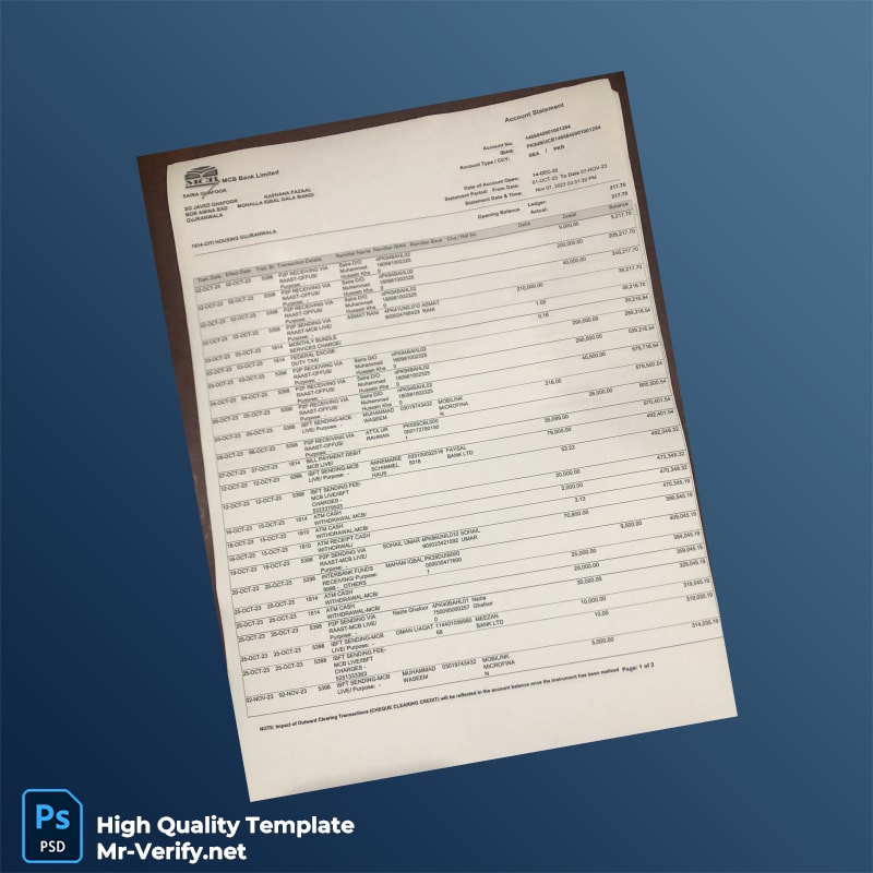 Pakistan Undefined Bank Statement Template in Word and PDF formats page 3 Pakistan Undefined Bank Statement Template in Word and PDF formats page 3