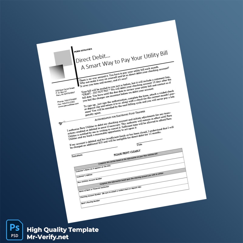 Peru Peru Utilities Editable Direct Debit Authorization Template in Word and PDF formats Peru Peru Utilities Editable Direct Debit Authorization Template in Word and PDF formats