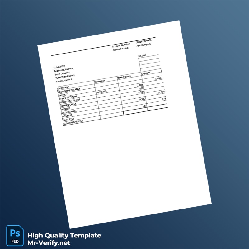 Philippines ABM Bank Statement Template in Word and PDF formats page 2 Philippines ABM Bank Statement Template in Word and PDF formats page 2