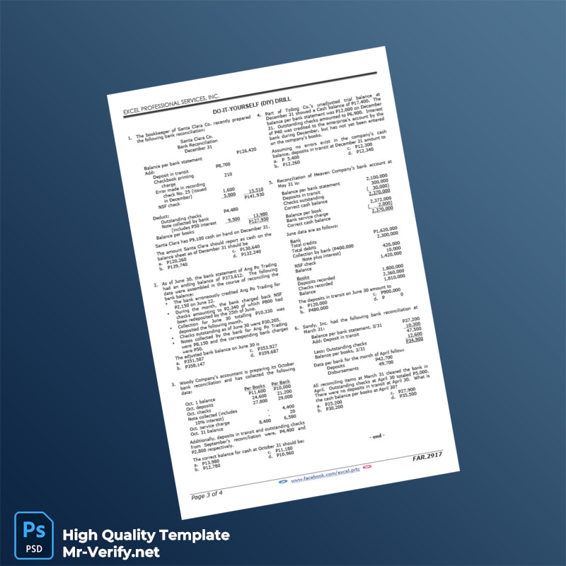 Philippines Editable Bank Reconciliation Template in Word and PDF formats page 3 Philippines Editable Bank Reconciliation Template in Word and PDF formats page 3
