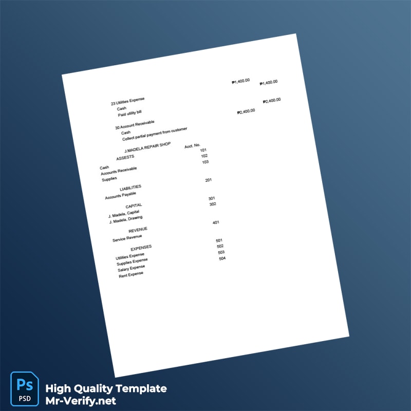 Philippines J Madela Repair Shop Editable General Journal Template in Word and PDF formats page 2 Philippines J Madela Repair Shop Editable General Journal Template in Word and PDF formats page 2