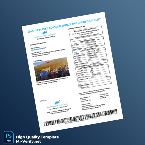 Philippines Maytegued Energy Association Editable Electricity Bill Template in Word and PDF formats Philippines Maytegued Energy Association Editable Electricity Bill Template in Word and PDF formats