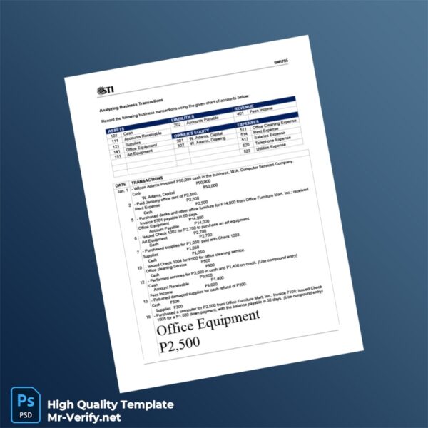 Philippines W A Computer Services Company Editable Expense Template in Word and PDF formats