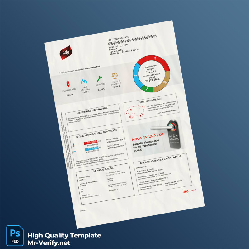 Portugal EDP Editable Utility Bill Template in Word and PDF formats Portugal EDP Editable Utility Bill Template in Word and PDF formats