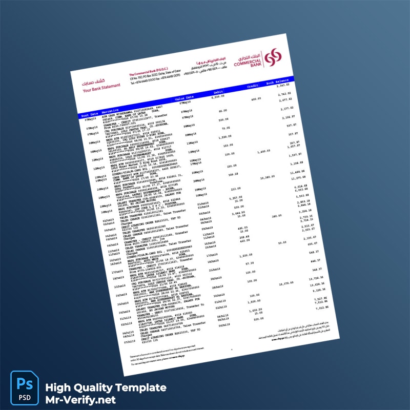 Qatar Debit Card Bank Statement Template in Word and PDF formats page 4 Qatar Debit Card Bank Statement Template in Word and PDF formats page 4