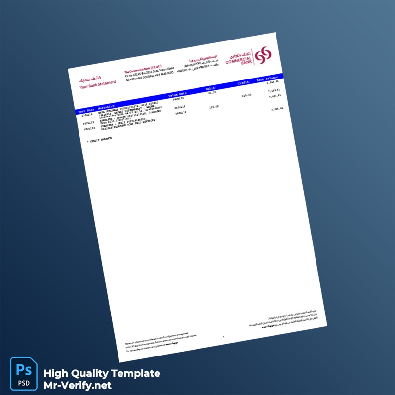 Qatar Debit Card Bank Statement Template in Word and PDF formats page 5 Qatar Debit Card Bank Statement Template in Word and PDF formats page 5