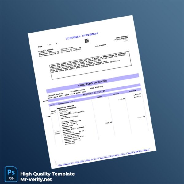 Saudi Arabia Riyad Bank Editable Bank Statement Template in Word and PDF formats