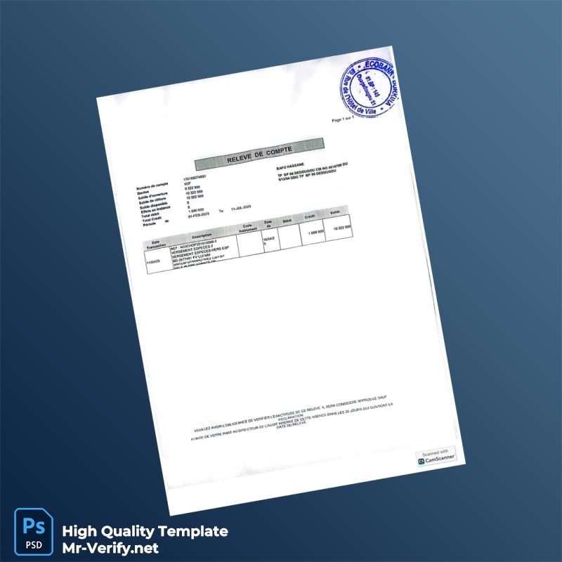 Senegal Bank Statement Template in Word and PDF formats page 3 Senegal Bank Statement Template in Word and PDF formats page 3