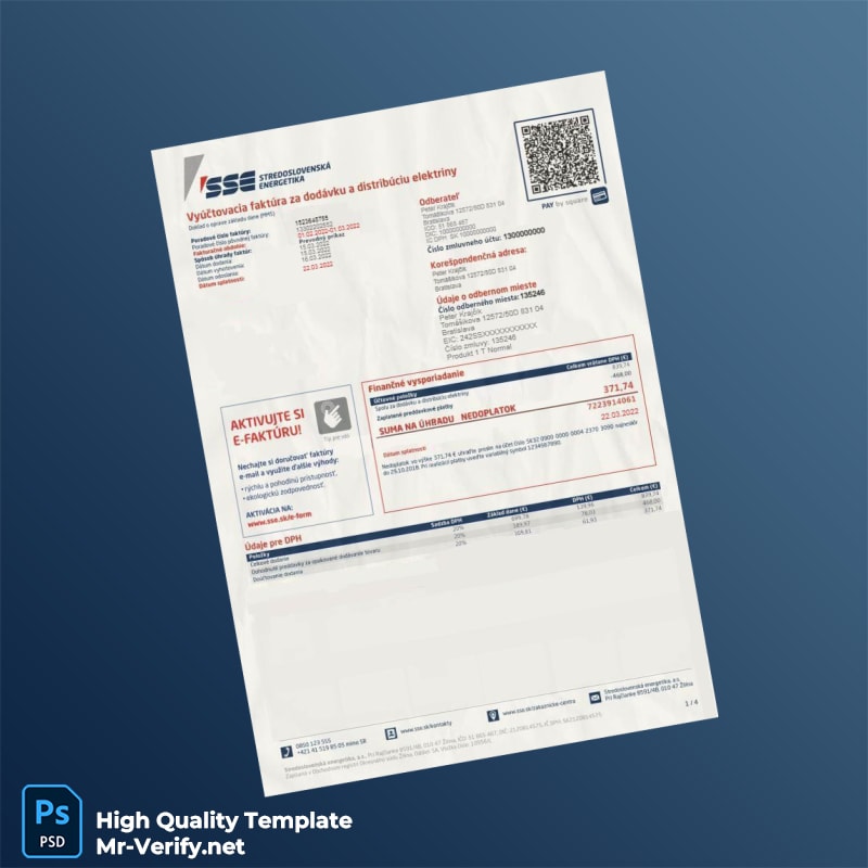 Slovakia SSE Editable Electricity Bill Template in Word and PDF formats Slovakia SSE Editable Electricity Bill Template in Word and PDF formats