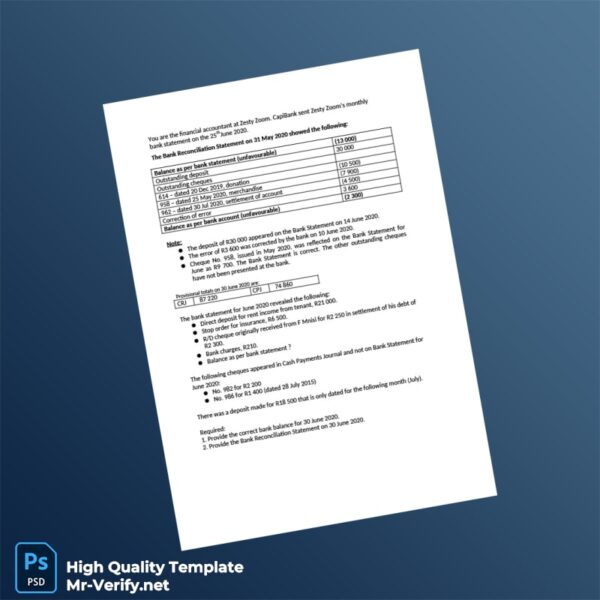 South Africa Bank Recon Example and Solution Template in Word and PDF formats South Africa Bank Recon Example and Solution Template in Word and PDF formats