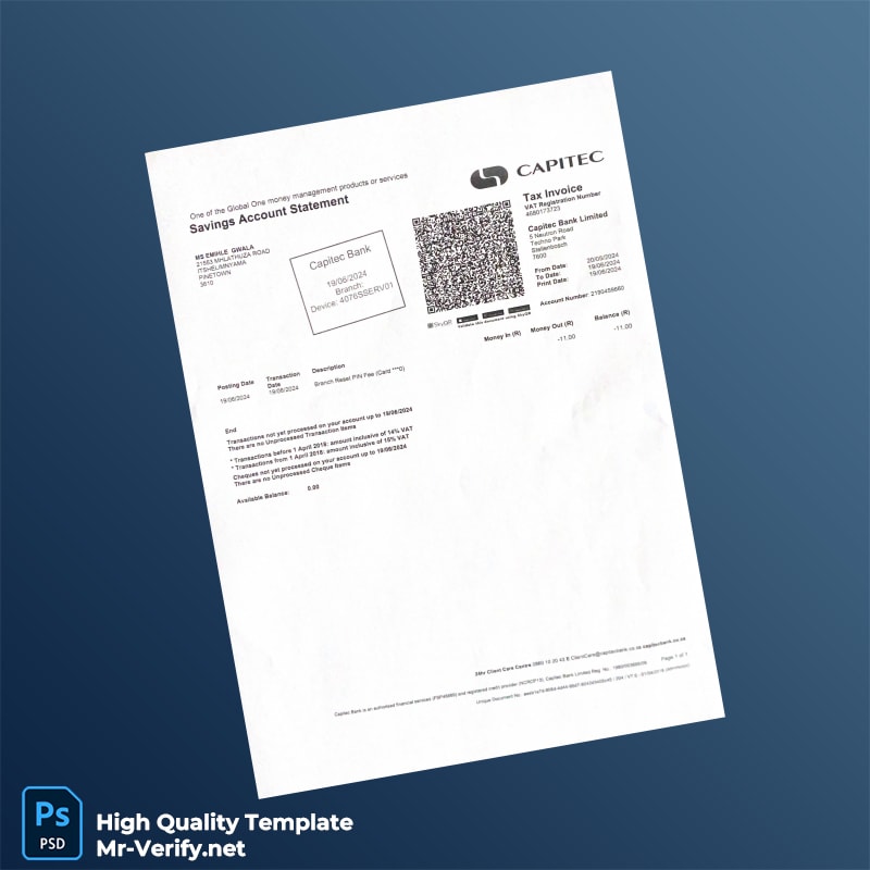 South Africa Capitec Bank Savings Account Statement Template in Word and PDF formats South Africa Capitec Bank Savings Account Statement Template in Word and PDF formats