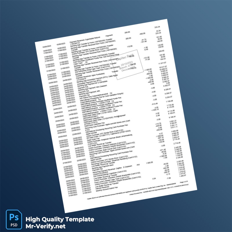 South Africa Capitec Bank Savings Statement Template in Word and PDF formats page 4 South Africa Capitec Bank Savings Statement Template in Word and PDF formats page 4