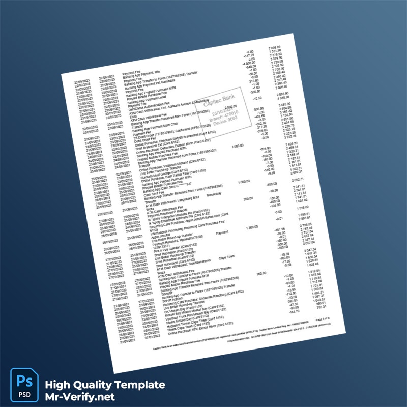 South Africa Capitec Bank Savings Statement Template in Word and PDF formats page 6 South Africa Capitec Bank Savings Statement Template in Word and PDF formats page 6