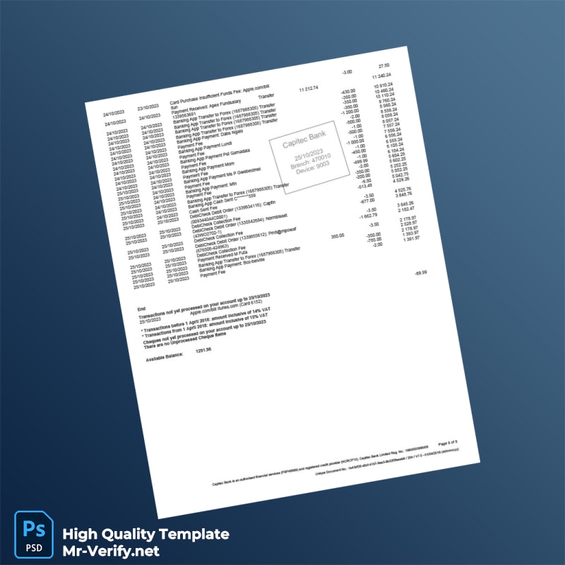 South Africa Capitec Bank Savings Statement Template in Word and PDF formats page 8 South Africa Capitec Bank Savings Statement Template in Word and PDF formats page 8