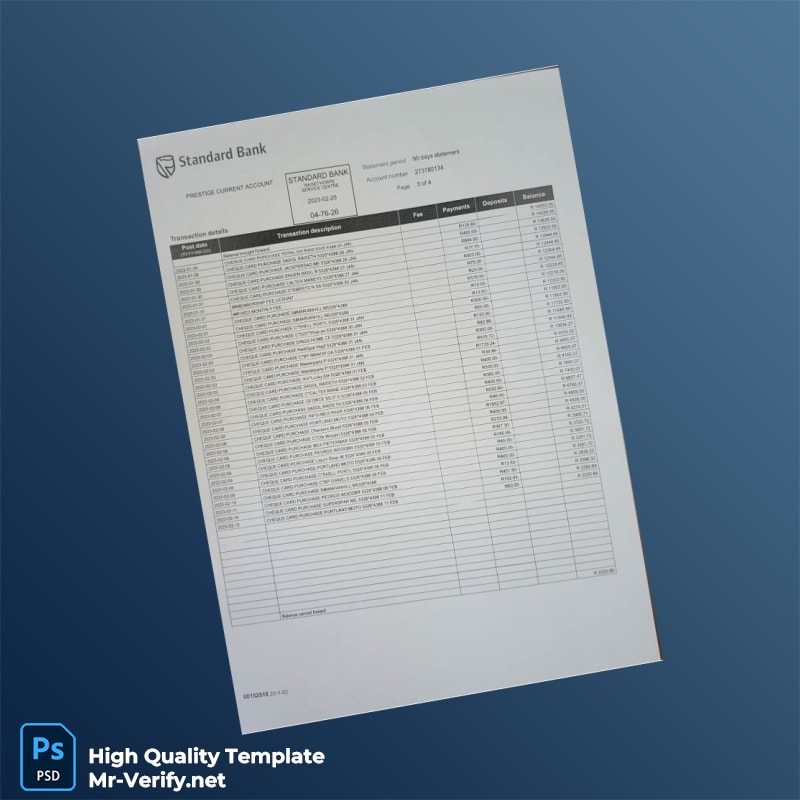 South Africa Standard Bank Bank Statement Template in Word and PDF formats page 3 South Africa Standard Bank Bank Statement Template in Word and PDF formats page 3
