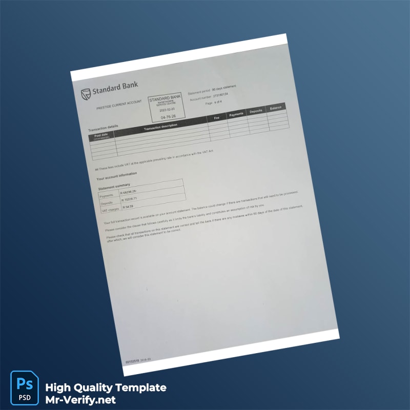 South Africa Standard Bank Bank Statement Template in Word and PDF formats page 4 South Africa Standard Bank Bank Statement Template in Word and PDF formats page 4