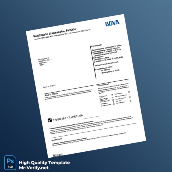 Spain BBVA Bank Statement Template in Word and PDF formats Spain BBVA Bank Statement Template in Word and PDF formats
