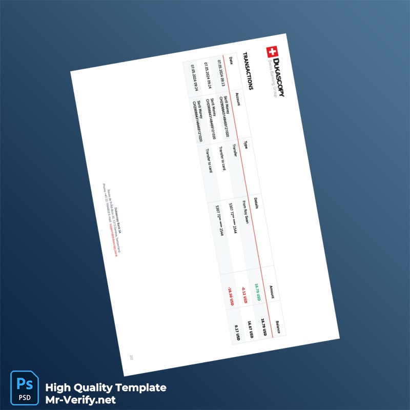 Switzerland Dukascopy Bank Statement Template in Word and PDF formats page 2 Switzerland Dukascopy Bank Statement Template in Word and PDF formats page 2