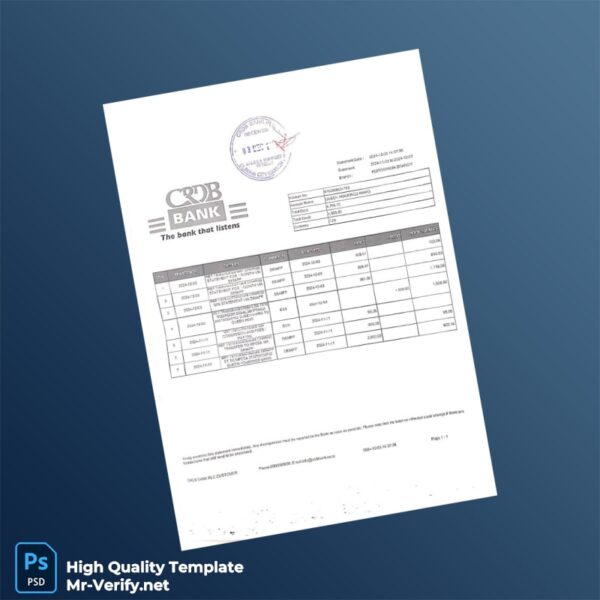Tanzania CRDB Bank Statement Template in Word and PDF formats
