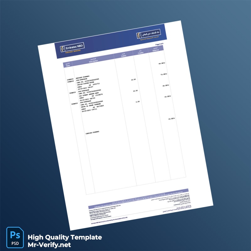 UAE Emirates NBD Account Statement Template in Word and PDF formats page 3 UAE Emirates NBD Account Statement Template in Word and PDF formats page 3