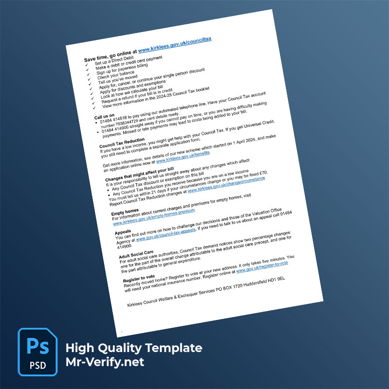 UK-Kirklees-Council-Editable-Council-Tax-Bill-Template-in-Word-and-PDF-formats-page-2-mrverify UK Kirklees Council Editable Council Tax Bill Template in Word and PDF formats