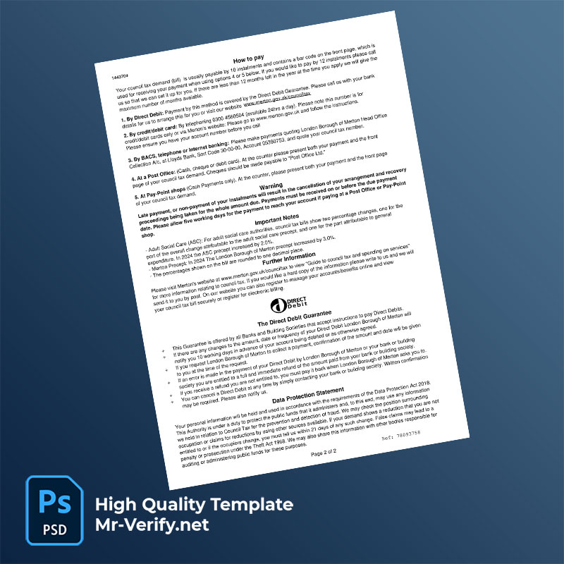UK-London-Borough-of-Merton-Editable-Council-Tax-Bill-Template-in-Word-and-PDF-formats-page-2-mrverify UK London Borough of Merton Editable Council Tax Bill Template in Word and PDF formats - Image 2