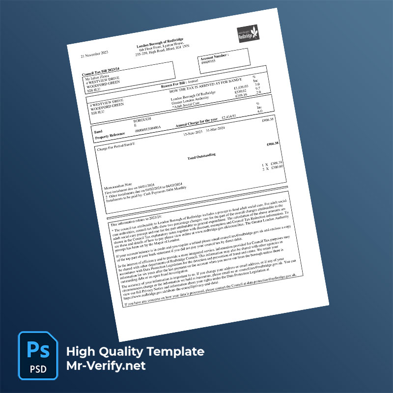 UK-London-Borough-of-Redbridge-Editable-Council-Tax-Bill-Template-in-Word-and-PDF-formats-mrverify UK London Borough of Redbridge Editable Council Tax Bill Template in Word and PDF formats