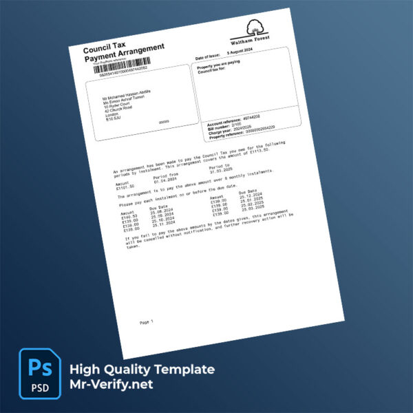 UK-Waltham-Forest-Borough-Council-Editable-Council-Tax-Bill-Template-in-Word-and-PDF-formats-mrverify UK Waltham Forest Borough Council Editable Council Tax Bill Template in Word and PDF formats