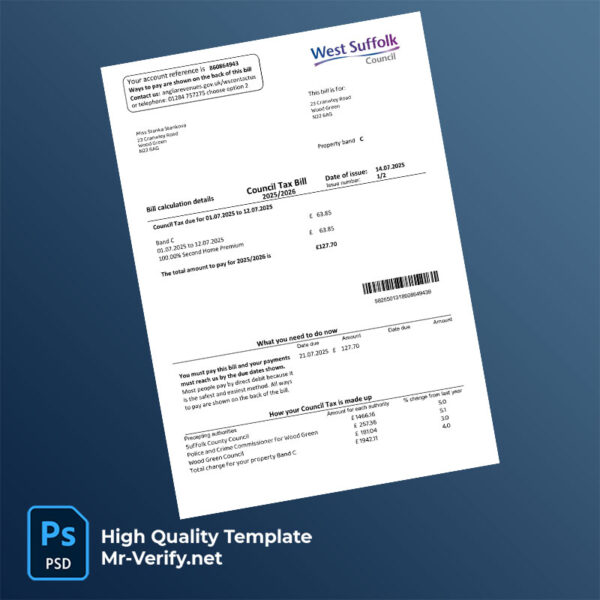 UK-West-Suffolk-Council-Editable-Council-Tax-Bill-Template-in-Word-and-PDF-formats-mrverify UK West Suffolk Council Editable Council Tax Bill Template in Word and PDF formats