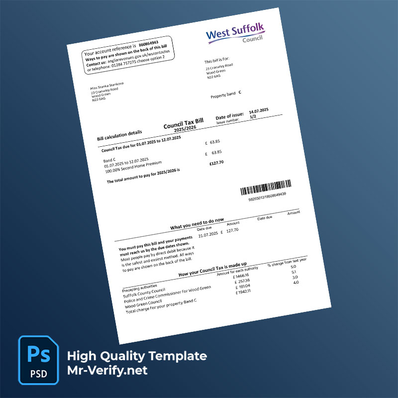 UK-West-Suffolk-Council-Editable-Council-Tax-Bill-Template-in-Word-and-PDF-formats-mrverify UK West Suffolk Council Editable Council Tax Bill Template in Word and PDF formats