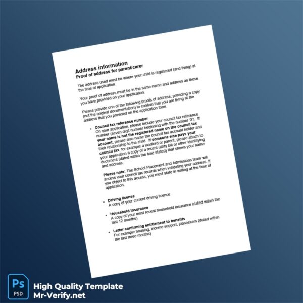 UK Editable Proof of Address Guide Template in Word and PDF formats UK Editable Proof of Address Guide Template in Word and PDF formats