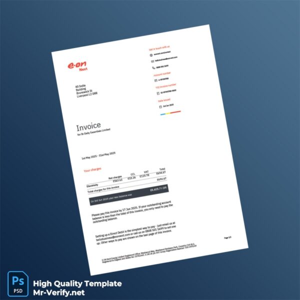 UK Editable Utility Bill Template in Word and PDF formats UK Editable Utility Bill Template in Word and PDF formats