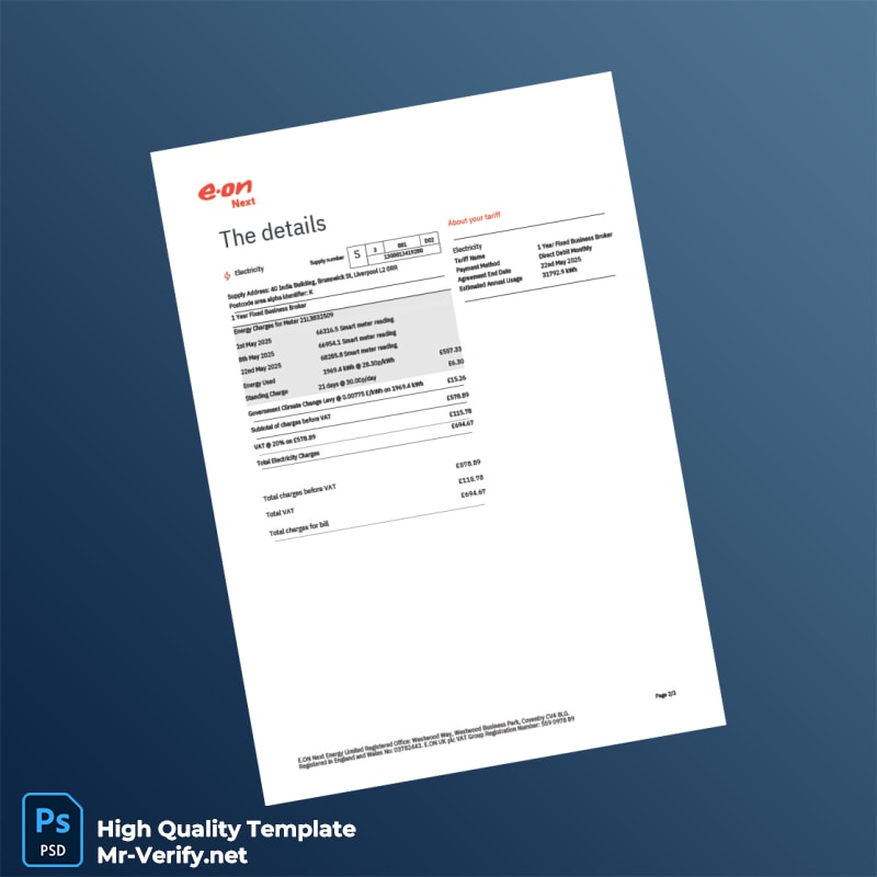 UK Editable Utility Bill Template in Word and PDF formats page 3 UK Editable Utility Bill Template in Word and PDF formats page 3