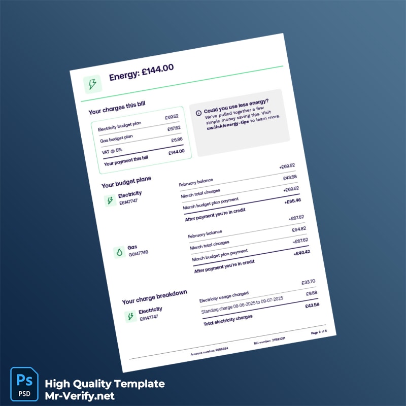 UK Electricity Provider Editable Utility Bill Template in Word and PDF formats page 2 UK Electricity Provider Editable Utility Bill Template in Word and PDF formats page 2
