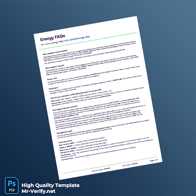 UK Electricity Provider Editable Utility Bill Template in Word and PDF formats page 6 UK Electricity Provider Editable Utility Bill Template in Word and PDF formats page 6