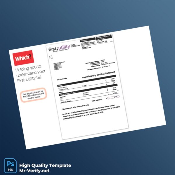 UK First Utility Editable Utility Bill Template in Word and PDF formats UK First Utility Editable Utility Bill Template in Word and PDF formats