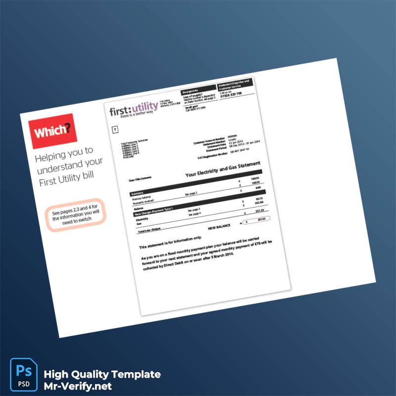 UK First Utility Editable Utility Bill Template in Word and PDF formats UK First Utility Editable Utility Bill Template in Word and PDF formats