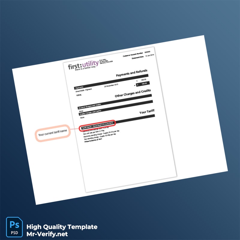 UK First Utility Editable Utility Bill Template in Word and PDF formats page 2 UK First Utility Editable Utility Bill Template in Word and PDF formats page 2